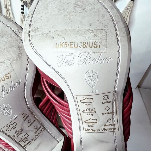 Ted Baker Red Gold Leather Peep Toe Pump - Picture 9 of 10